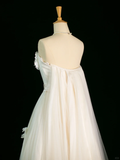 Pretty Wedding Dress A line Strapless White Tulle Long Vintage Wedding Dresses Bridal Gowns Brides Gown HZ1214
