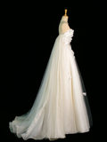 Pretty Wedding Dress A line Strapless White Tulle Long Vintage Wedding Dresses Bridal Gowns Brides Gown HZ1214