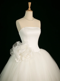 Elegant Wedding Dress Ball Gown Strapless Tulle White Summer Long Wedding Dresses Bride Dress Bridal Gowns HZ1214