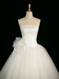 Elegant Wedding Dress Ball Gown Strapless Tulle White Summer Long Wedding Dresses Bride Dress Bridal Gowns HZ1214