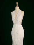 Pretty Wedding Dress Mermaid V Neck Sleeveless Lace Long Vintage Wedding Dresses Bridal Gowns Brides Gown HZ1214