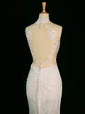Pretty Wedding Dress Mermaid V Neck Sleeveless Lace Long Vintage Wedding Dresses Bridal Gowns Brides Gown HZ1214