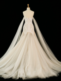 Pretty Wedding Dress Mermaid Off The Shoulder Long Sleeves Tulle Long Vintage Wedding Dresses Bridal Gowns Brides Gown HZ1214