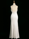Chic Wedding Dress Mermaid Halter White Chiffon Sleeveless Long Vintage Wedding Dresses Bridal Gowns Brides Gown HZ1214