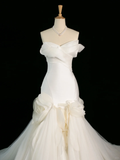 Pretty Wedding Dress Mermaid Sweetheart White Tulle Long Vintage Wedding Dresses Bridal Gowns Brides Gown HZ1214