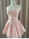 Pretty Ball Gown Sweetheart Pink Lace Short Summer Homecoming Dress Hoco Dress Birthday Outfit 21st Birthday Mini Party Dresses HZ1214