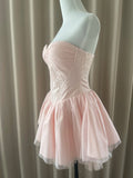 Pretty Ball Gown Sweetheart Pink Lace Short Summer Homecoming Dress Hoco Dress Birthday Outfit 21st Birthday Mini Party Dresses HZ1214