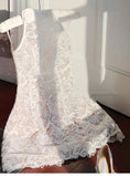 Pretty A Line High Neck White Lace Short Summer Homecoming Dress Hoco Dress Birthday Outfit 21st Birthday Mini Party Dresses HZ1214