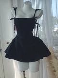 Trendy A Line Spaghetti Straps White Black Satin Mini Short Formal 8th Grade Homecoming Dresses Summer Middle School Hoco Dress Homecoming Outfits HZ1214