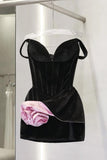 Pretty Sheath Off The Shoulder Black Velvet Short Formal 8th Grade Homecoming Dresses Summer Middle School Hoco Dress Homecoming Outfits HZ1214