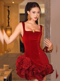 Pretty Sheath Square Black Velvet Short Formal 8th Grade Homecoming Dresses Middle School Hoco Dress Graduation Outfits HZ1214