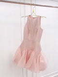 Pretty A line Scoop Pink Satin Short Formal 8th Grade Homecoming Dresses Summer Middle School Hoco Dress 6th Grade Graduation Outfits HZ1214