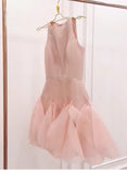 Pretty A line Scoop Pink Satin Short Formal 8th Grade Homecoming Dresses Summer Middle School Hoco Dress 6th Grade Graduation Outfits HZ1214