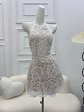 Pretty A line Scoop White Lace Short Formal 8th Grade Homecoming Dresses Summer Middle School Hoco Dress Homecoming Outfits HZ1214