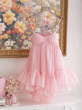 Pretty A line Spaghetti Straps Pink Short Formal 8th Grade Homecoming Dresses Summer Middle School Hoco Dress 6th Grade Graduation Outfits HZ1214