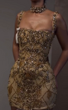 Pretty Sheath Square Neck Sleeveless Gold Short Formal 8th Grade Homecoming Dresses Summer Middle School Hoco Dress Homecoming Outfits HZ1214