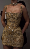 Pretty Sheath Square Neck Sleeveless Gold Short Formal 8th Grade Homecoming Dresses Summer Middle School Hoco Dress Homecoming Outfits HZ1214