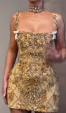 Pretty Sheath Square Neck Sleeveless Gold Short Formal 8th Grade Homecoming Dresses Summer Middle School Hoco Dress Homecoming Outfits HZ1214