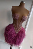 Trendy Sheath Spaghetti Straps Feathers Mini Short Formal 8th Grade Homecoming Dresses Summer Middle School Hoco Dress Homecoming Outfits HZ1214