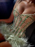 Pretty Sheath Straps Sequin Mint Green Short Formal 8th Grade Homecoming Dresses Summer Middle School Hoco Dress 6th Grade Graduation Outfits HZ1214
