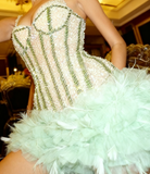 Pretty Sheath Straps Sequin Mint Green Short Formal 8th Grade Homecoming Dresses Summer Middle School Hoco Dress 6th Grade Graduation Outfits HZ1214