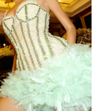 Pretty Sheath Straps Sequin Mint Green Short Formal 8th Grade Homecoming Dresses Summer Middle School Hoco Dress 6th Grade Graduation Outfits HZ1214