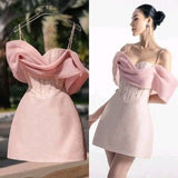 Fancy Short Hoco Dresses A line Spaghetti Straps Pink Mini Formal 8th Grade Homecoming Dresses Summer Middle School Homecoming Outfits HZ1214