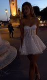 Fancy Short Hoco Dresses A line Sweetheart Mini Formal 8th Grade Homecoming Dresses Summer Middle School White Sequin Homecoming Outfits HZ1214