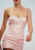 Pretty A Line Spaghetti Straps Pink Sequin Sleeveless Short Formal 8th Grade Homecoming Dresses Summer Middle School Hoco Dress Homecoming Outfits HZ1214