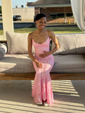 Elegant Mermaid Halter Sequin Sequin Long Prom Dresses Party Dress Summer 21st Birthday Outfits 18th Birthday Dresses HZ1214