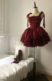 Pretty Ball Gown Spaghetti Straps Burgundy Short Formal 8th Grade Homecoming Dresses Summer Middle School Hoco Dress 6th Grade Graduation Outfits 21st Birthday Dress HZ1214