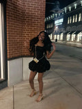 Pretty Sheath Square Neck Sleeveless Black Short Formal 8th Grade Homecoming Dresses Summer Middle School Hoco Dress Homecoming Outfits HZ1214
