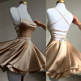 Fancy Short Hoco Dresses A line Backless Mini Formal 8th Grade Homecoming Dresses Summer Middle School Satin Homecoming Outfits HZ1214