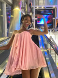 Pretty A Line Sweetheart Pink Chiffon Sleeveless Short Formal 8th Grade Homecoming Dresses Summer Middle School Hoco Dress Homecoming Outfits HZ1214