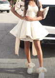 Pretty A line Off The Shoulder Satin Summer 16th Birthday Dress Hoco Dress Birthday Outfit 19th Birthday Mini Cocktail Dresses HZ1214
