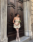 Fancy Short Hoco Dresses A line Halter Satin Mini Formal 8th Grade Homecoming Dresses Summer Middle School Homecoming Outfits HZ1214