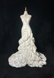 Vintage Wedding Dress 1950s 1940s Mermaid Spaghetti Straps Layers Ruffles White Satin Long Wedding Dresses Bridal Gowns Brides Gown HZ1214