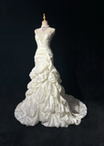 Vintage Wedding Dress 1950s 1940s Mermaid Spaghetti Straps Layers Ruffles White Satin Long Wedding Dresses Bridal Gowns Brides Gown HZ1214