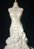 Vintage Wedding Dress 1950s 1940s Mermaid Spaghetti Straps Layers Ruffles White Satin Long Wedding Dresses Bridal Gowns Brides Gown HZ1214