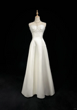Vintage Wedding Dress A line Spaghetti Straps White Satin Sleeveless Long Vintage Wedding Dresses Bridal Gowns Brides Gown With Cape HZ1214