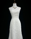 Vintage Wedding Dress 1950s 1940s Mermaid Strapless Lace White Long Wedding Dresses Bridal Gowns Brides Gown HZ1214