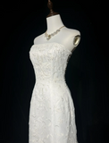 Vintage Wedding Dress 1950s 1940s Mermaid Strapless Lace White Long Wedding Dresses Bridal Gowns Brides Gown HZ1214