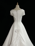 Vintage Wedding Dress 1950s 1940s Ball Gown Square Neck Lace White Long Wedding Dresses Bridal Gowns Brides Gown HZ1214