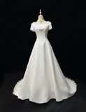 Vintage Wedding Dress 1950s 1940s Ball Gown Square Neck Lace White Long Wedding Dresses Bridal Gowns Brides Gown HZ1214