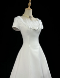 Vintage Wedding Dress 1950s 1940s Ball Gown Square Neck Lace White Long Wedding Dresses Bridal Gowns Brides Gown HZ1214