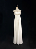 Vintage Wedding Dress 1950s 1940s A line Square Neck Chiffon White Long Wedding Dresses Bridal Gowns Brides Gown HZ1214