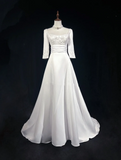 Vintage Wedding Dress 1950s 1940s Ball Gown Square Neck Satin White Long Wedding Dresses Bridal Gowns Brides Gown HZ1214