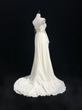 Vintage Wedding Dress A line Strapless Chiffon White Sleeveless Long Beach Wedding Dresses Bridal Gowns Brides Gown With Beads HZ1214