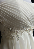 Vintage Wedding Dress A line Strapless Chiffon White Sleeveless Long Beach Wedding Dresses Bridal Gowns Brides Gown With Beads HZ1214
