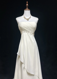 Vintage Wedding Dress A line Strapless Chiffon White Sleeveless Long Beach Wedding Dresses Bridal Gowns Brides Gown With Beads HZ1214